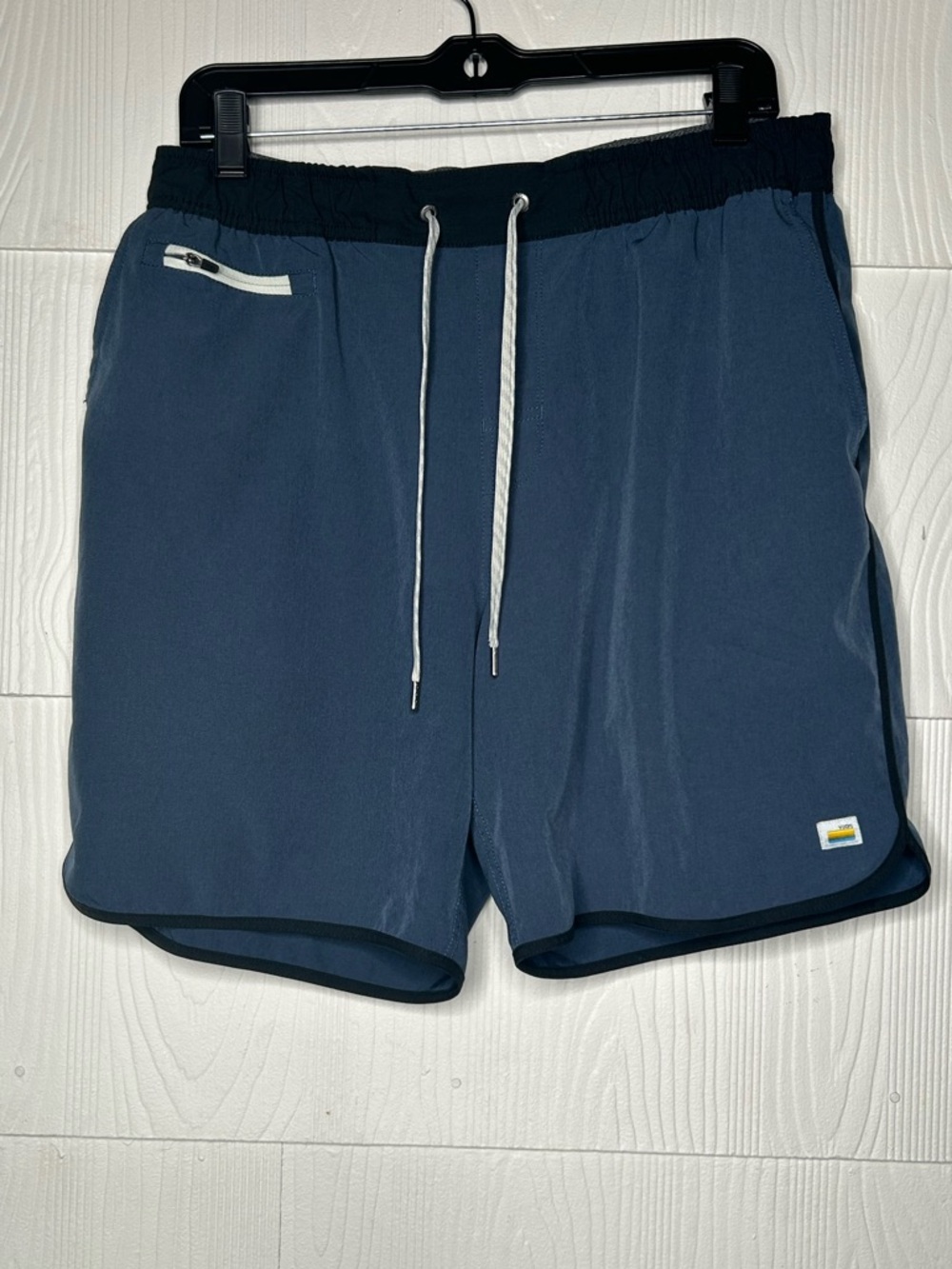 Vuori Slate Blue Athletic Shorts with White Drawcord